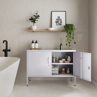 The Oxford - Side Table/TV Stand Storage Locker In Lilac - Urban Lockers