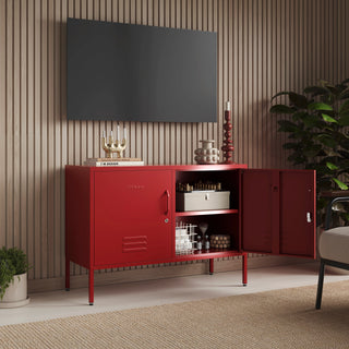 The Oxford - Side Table/TV Stand Storage Locker In Red - Urban Lockers