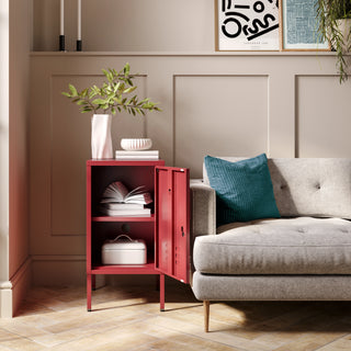 The Camden - Side Table, Storage Locker Red - Urban Lockers