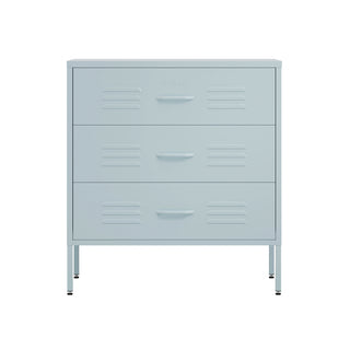 The lambeth three drawer metal locker in sky blue