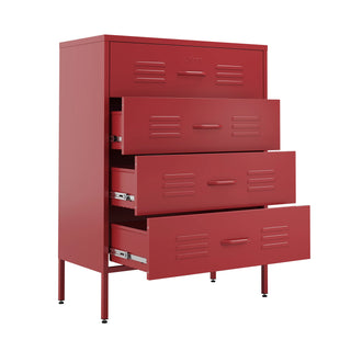 The Harrow - Industrial Style Metal Drawers In Red - Urban Lockers