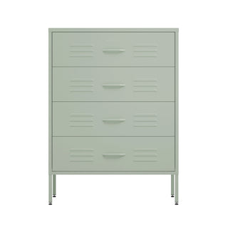 The harrow four drawer metal storage locker in sage green