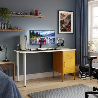 The Bromley Children/Teenage Desk with Mustard Locker - Oak Desktop - Urban Lockers