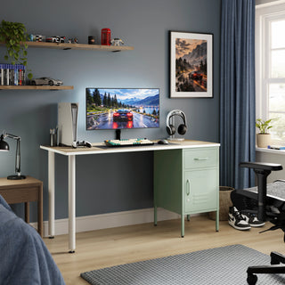 The Bromley Children/Teenage Desk with Light Pink Locker - Oak Desktop - Urban Lockers