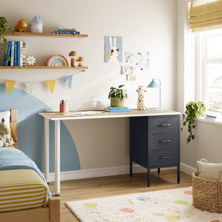 The Richmond Children/Teenage Desk with Slate Grey Drawers - Oak Desktop - Urban Lockers