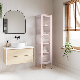 The Wimbledon - Fluted Glass Single Door Locker In Light Pink - Urban Lockers