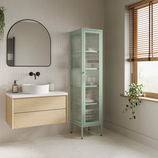 The Wimbledon - Fluted Glass Single Door Locker In Sage - Urban Lockers