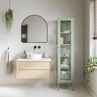 The Wimbledon - Fluted Glass Single Door Locker In Sage - Urban Lockers