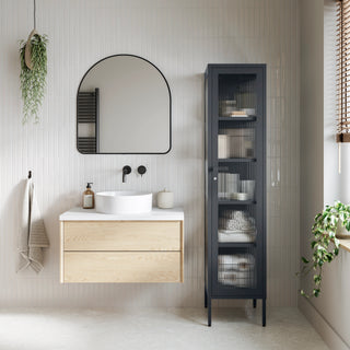 The Wimbledon - Fluted Glass Single Door Locker In Slate Grey - Urban Lockers