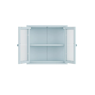 The Chester - Fluted Glass Wall Cabinet In Sky Blue - Urban Lockers