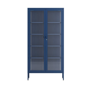The Regent  - Fluted Glass Double Door Locker In Navy Blue - Urban Lockers