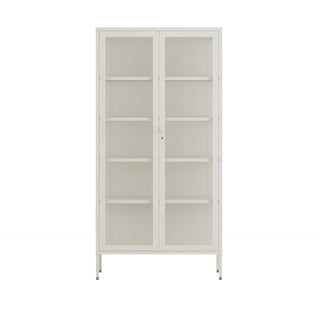 The Regent - Fluted Glass Double Door Locker In Vanilla - Urban Lockers