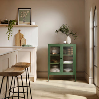 The Soho - Fluted Glass Double Door Locker In Forest - Urban Lockers