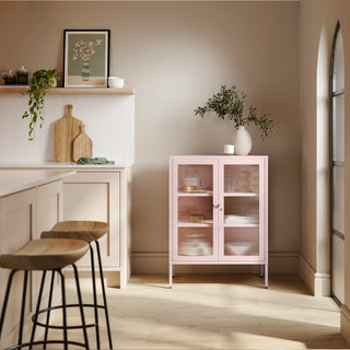The Soho - Fluted Glass Double Door Locker In Light Pink - Urban Lockers