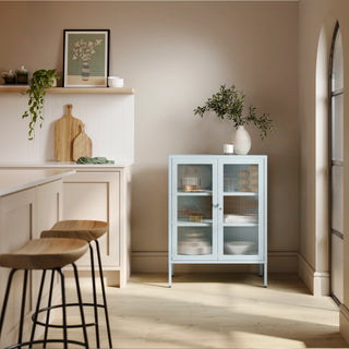 The Soho - Fluted Glass Double Door Locker In Sky Blue - Urban Lockers