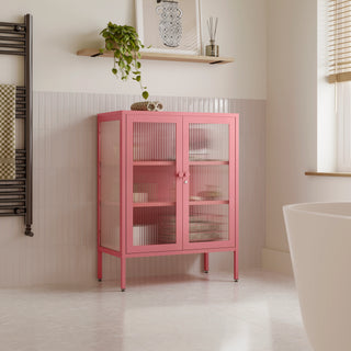 The Soho - Fluted Glass Double Door Locker In Flamingo - Urban Lockers