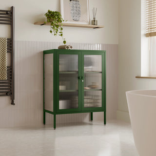 The Soho - Fluted Glass Double Door Locker In Forest - Urban Lockers