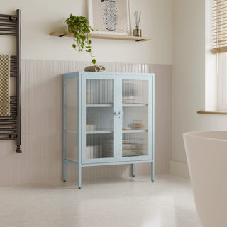 The Soho - Fluted Glass Double Door Locker In Sky Blue - Urban Lockers