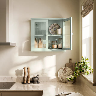 The Chester - Fluted Glass Wall Cabinet In Sage - Urban Lockers