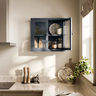 The Chester - Fluted Glass Wall Cabinet In Slate Grey - Urban Lockers