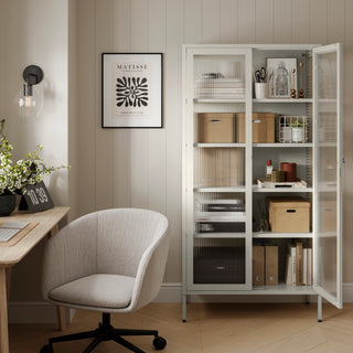 The Regent - Fluted Glass Double Door Locker In Vanilla - Urban Lockers