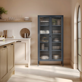 The Regent  - Fluted Glass Double Door Locker In Slate Grey - Urban Lockers