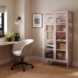 The Regent  - Fluted Glass Double Door Locker In Light Pink - Urban Lockers