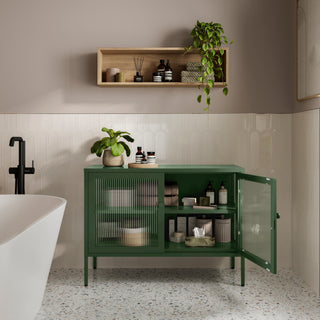 The Cambridge - Fluted Glass Sideboard Locker In Forest - Urban Lockers