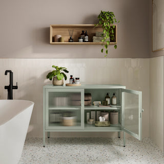 The Cambridge - Fluted Glass Sideboard Locker In Sage - Urban Lockers
