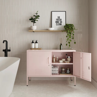 The Oxford  - Side Table/TV Stand Storage Locker In Light Pink - Urban Lockers