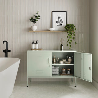 The Oxford  - Side Table/TV Stand Storage Locker In Sage - Urban Lockers