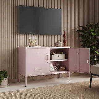 The Oxford  - Side Table/TV Stand Storage Locker In Light Pink - Urban Lockers