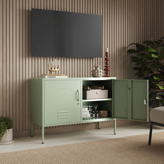 The Oxford  - Side Table/TV Stand Storage Locker In Sage - Urban Lockers