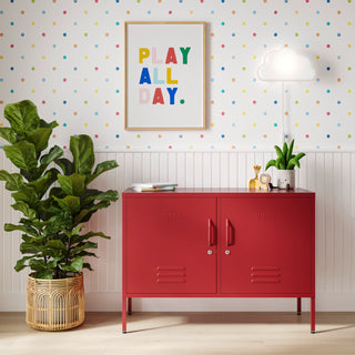The Oxford  - Side Table/TV Stand Storage Locker In Red - Urban Lockers